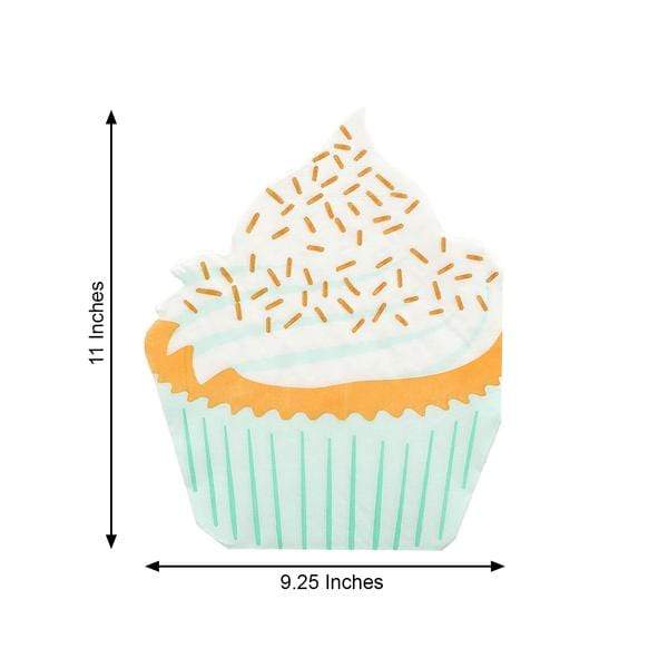 20 pcs 11" x 9" Paper Beverage Cocktail Napkins with Cupcake Design - White and Orange NAP_BEV04_CAKE
