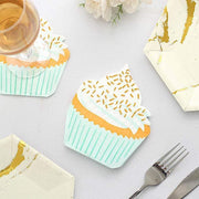 20 pcs 11" x 9" Paper Beverage Cocktail Napkins with Cupcake Design - White and Orange NAP_BEV04_CAKE