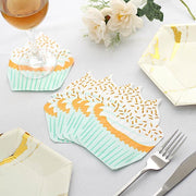 20 pcs 11" x 9" Paper Beverage Cocktail Napkins with Cupcake Design - White and Orange NAP_BEV04_CAKE