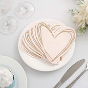 20 pcs 11" x 9" Paper Beverage Cocktail Napkins with Heart Design - Rose Gold NAP_BEV04_HRT