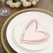 20 pcs 11" x 9" Paper Beverage Cocktail Napkins with Heart Design - Rose Gold NAP_BEV04_HRT