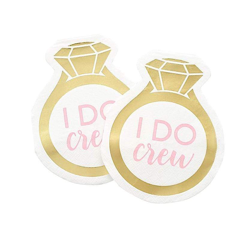 20 pcs 12" x 10" Paper Beverage Cocktail Napkins with Ring Design - Gold NAP_BEV04_RING