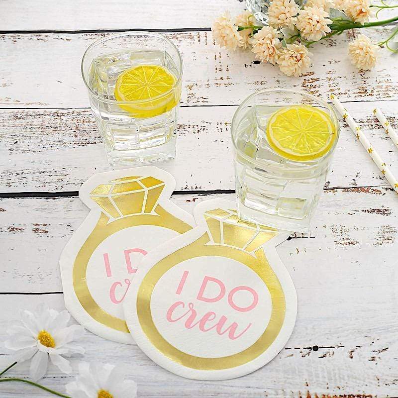 20 pcs 12" x 10" Paper Beverage Cocktail Napkins with Ring Design - Gold NAP_BEV04_RING