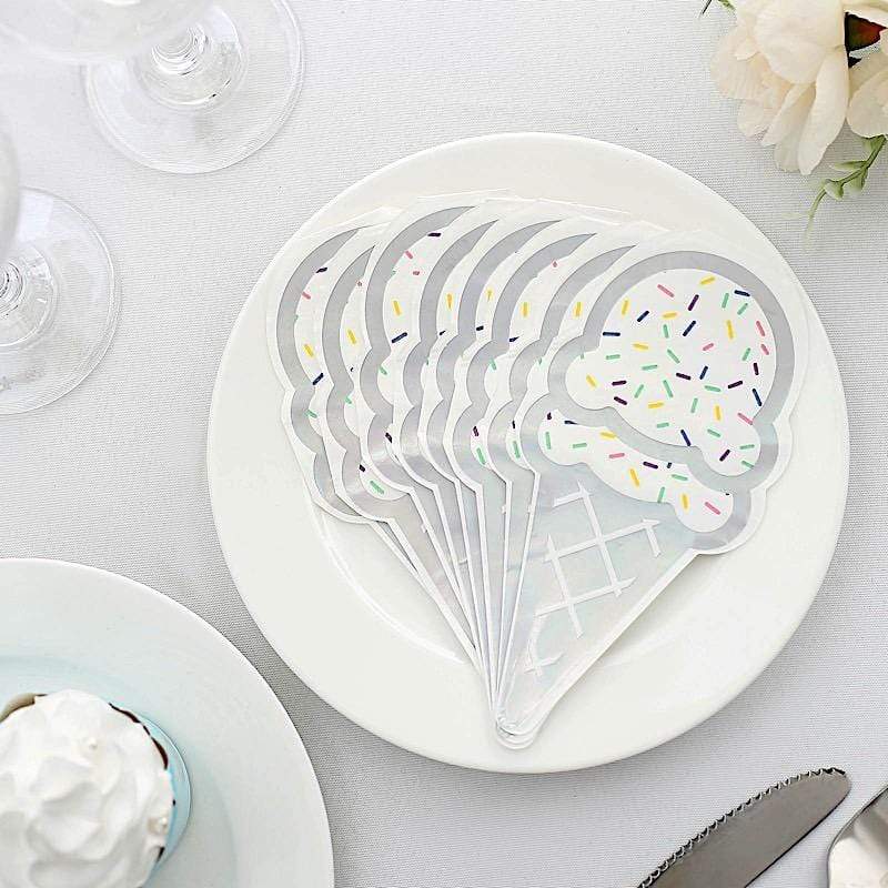 20 pcs 12" x 6" Paper Beverage Cocktail Napkins with Cone Design - Iridescent NAP_BEV04_CONE