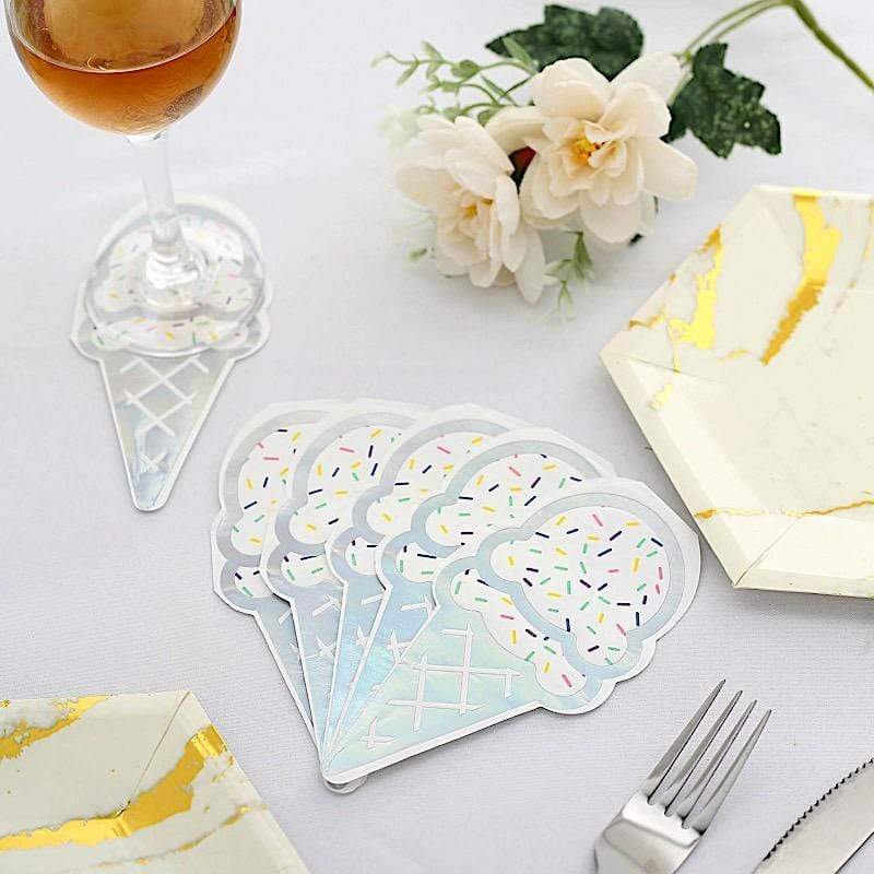20 pcs 12" x 6" Paper Beverage Cocktail Napkins with Cone Design - Iridescent NAP_BEV04_CONE