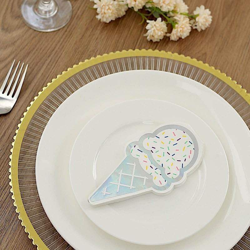 20 pcs 12" x 6" Paper Beverage Cocktail Napkins with Ice Cream Design - Iridescent NAP_BEV04_CONE