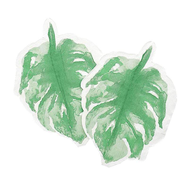 20 pcs 12" x 9" Paper Beverage Cocktail Napkins with Leaf Design - Green NAP_BEV04_LEAF