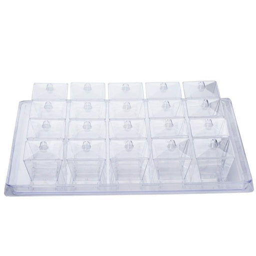 20 pcs 3 oz. Clear Plastic Dessert Cups with Lids and Serving Tray - Disposable Tableware PLST_PLA0062_CLR
