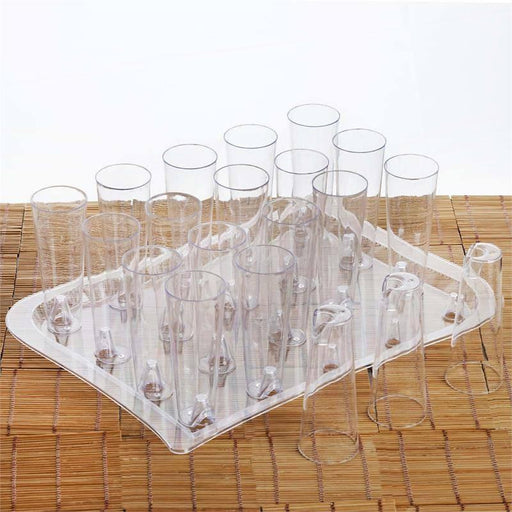 20 pcs 4 oz. Clear Plastic Fluted Cups with Display Tray - Disposable Tableware PLST_PLA0065_CLR