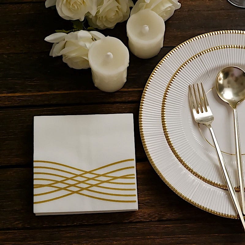 20 Premium Airlaid Paper Napkins with Wave Design