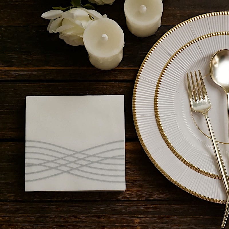 20 Premium Airlaid Paper Napkins with Wave Design