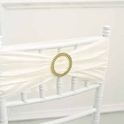 20 Round 2.5" Rhinestone Metal Buckle Chair Decorations - Gold