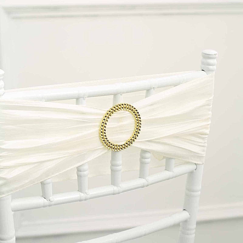 20 Round 2.5" Rhinestone Metal Buckle Chair Decorations - Gold