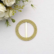 20 Round 2.5" Rhinestone Metal Buckle Chair Decorations - Gold