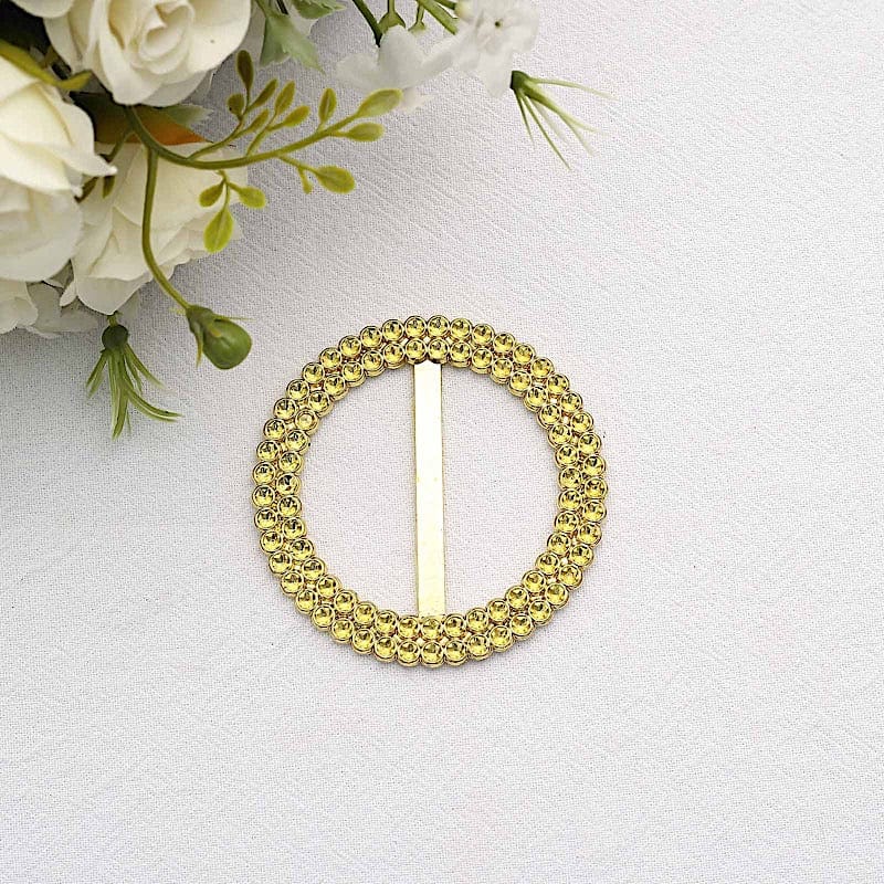 20 Round 2.5" Rhinestone Metal Buckle Chair Decorations - Gold