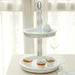 20" Round 2 Tier Wooden Cupcake Stand Dessert Serving Tray - Whitewashed CAKE_WOD008_12_WHT