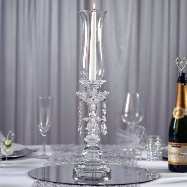 20" tall Crystal Glass Hurricane Taper Candle Holder - Clear CHDLR_GLAS_016
