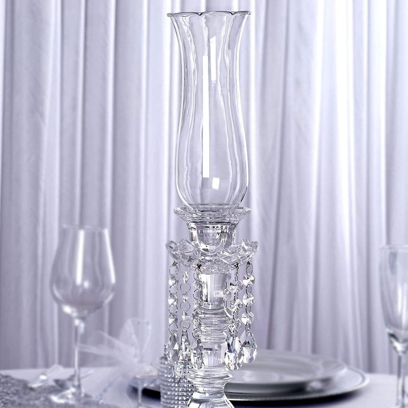 20" tall Crystal Glass Hurricane Taper Candle Holder - Clear CHDLR_GLAS_016