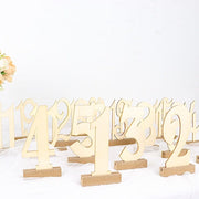 20 Wooden 6" Table Numbers 1-20 Set with Holder Base - Natural WOD_METLTR06_SET_NAT