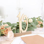 20 Wooden 6" Table Numbers 1-20 Set with Holder Base - Natural WOD_METLTR06_SET_NAT