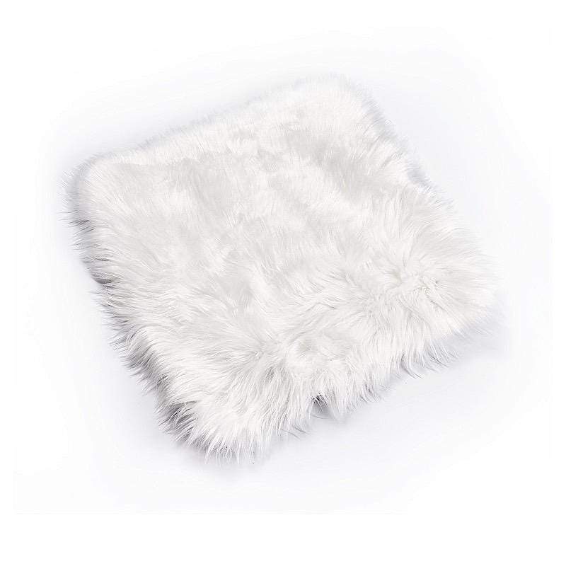 20"x20" Faux Fur Throw Sheepskin Rug Chair Cushion FURN_CUSHFUR01_WHT