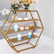 21" tall 3 Tier Hexagon Metal Cupcake Holders Display Stand - Gold CAKE_STND_H01_21_GD