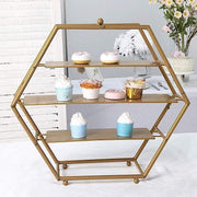21" tall 3 Tier Hexagon Metal Cupcake Holders Display Stand - Gold CAKE_STND_H01_21_GD