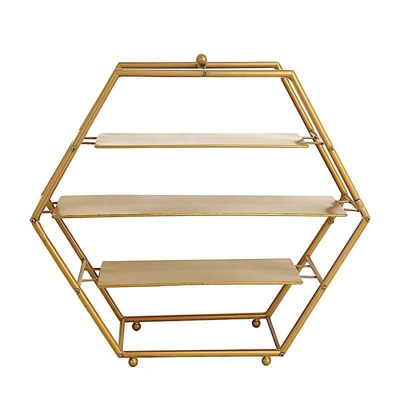 21" tall 3 Tier Hexagon Metal Cupcake Holders Display Stand - Gold CAKE_STND_H01_21_GD