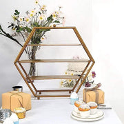 21" tall 3 Tier Hexagon Metal Cupcake Holders Display Stand - Gold CAKE_STND_H01_21_GD