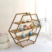 21" tall 3 Tier Hexagon Metal Cupcake Holders Display Stand - Gold CAKE_STND_H01_21_GD