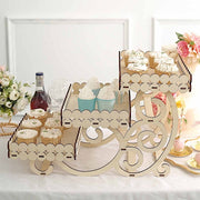 22" Rectangular 3 Tier Laser Cut Wood Cupcake Dessert Stand - Natural CAKE_WOD012_NAT