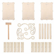 22" Rectangular 3 Tier Laser Cut Wood Cupcake Dessert Stand - Natural CAKE_WOD012_NAT