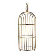 22" tall 3 Tier Metal with Mirror Glass Hanging Bird Cage Dessert Stand - Gold CHDLR_CAKE13_L_GOLD
