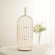 22" tall 3 Tier Metal with Mirror Glass Hanging Bird Cage Dessert Stand - Gold CHDLR_CAKE13_L_GOLD