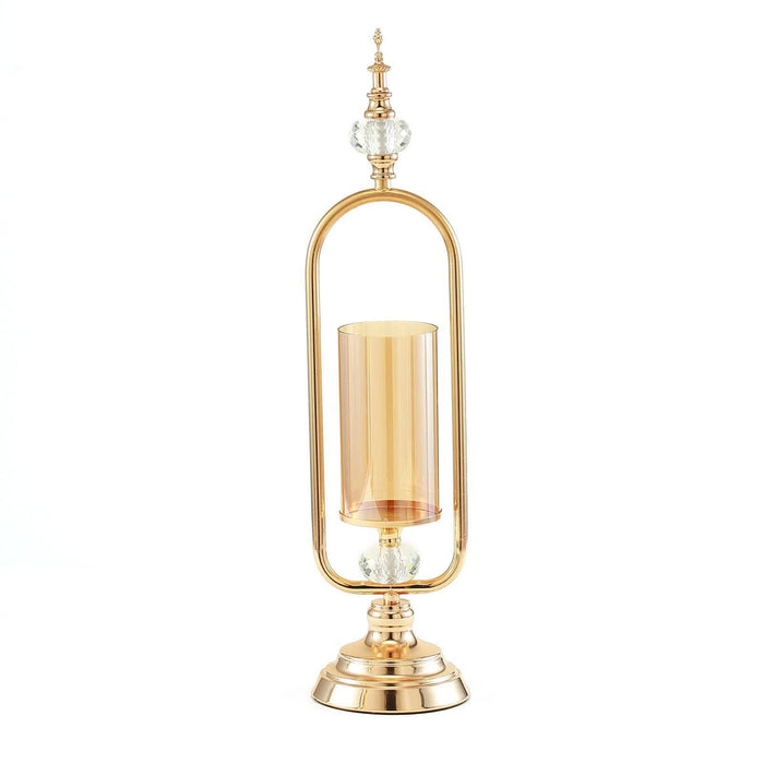 22" tall Metal with Glass and Crystal Candle Holder Centerpiece - Gold CHDLR_CAND_024_22_GOLD