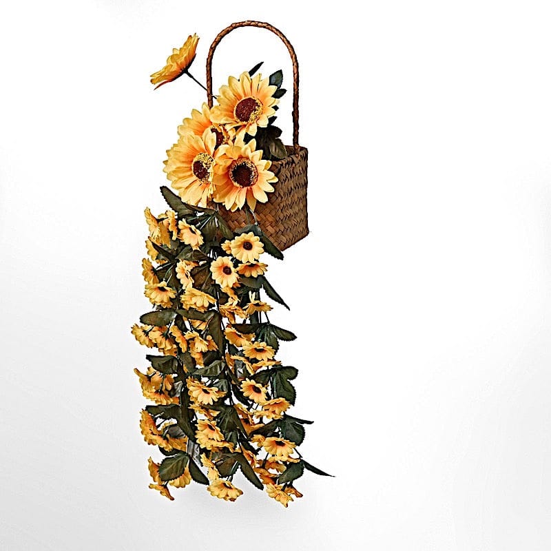 22" tall Silk Sunflowers Artificial Hanging Vine Bush - Yellow ARTI_SUN_003_YEL