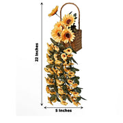 22" tall Silk Sunflowers Artificial Hanging Vine Bush - Yellow ARTI_SUN_003_YEL