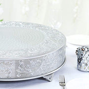 22" wide Round Floral Embossed Wedding Cake Stand