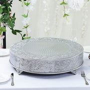 22" wide Round Floral Embossed Wedding Cake Stand