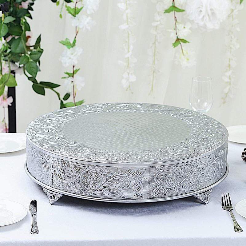 22" wide Round Floral Embossed Wedding Cake Stand