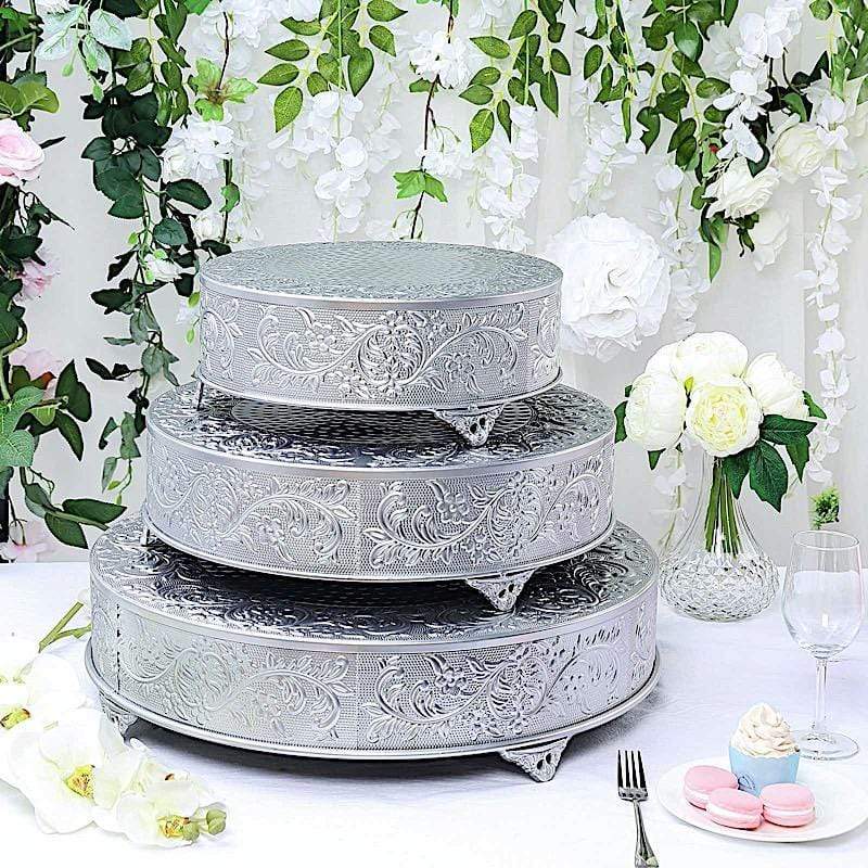 22" wide Round Floral Embossed Wedding Cake Stand