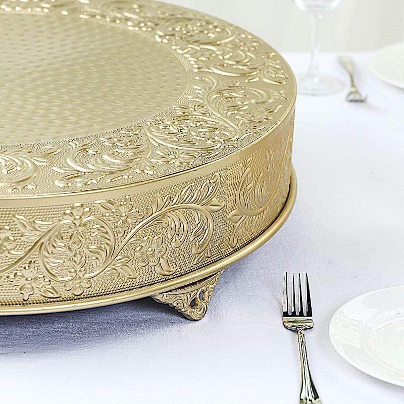 22" wide Round Floral Embossed Wedding Cake Stand