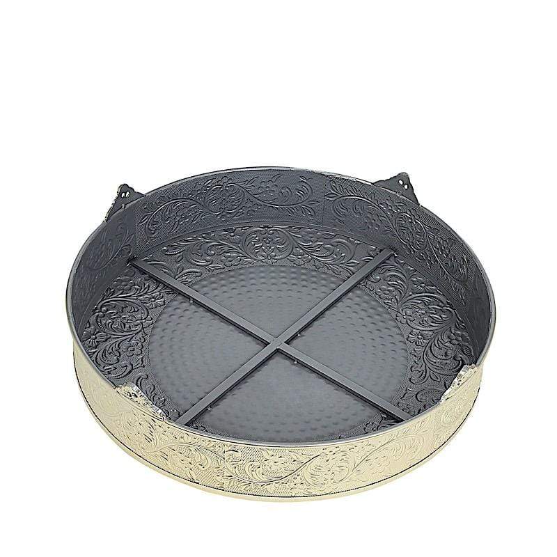 22" wide Round Floral Embossed Wedding Cake Stand