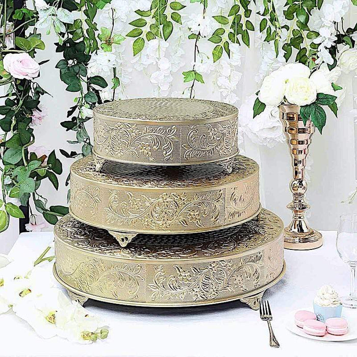 22" wide Round Floral Embossed Wedding Cake Stand