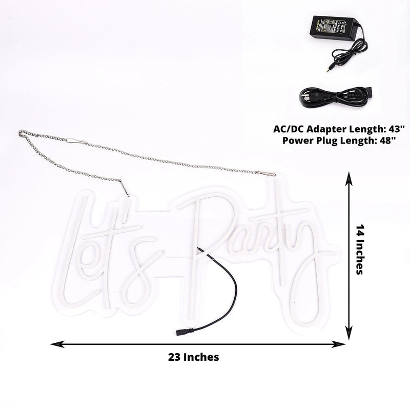 23" Let's Party Neon Sign LED Backdrop Hanging Wall Decor Lights - Warm White LED_NEOSIGN01_PRTY_CLR