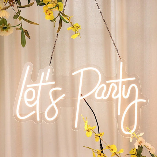23" Let's Party Neon Sign LED Backdrop Hanging Wall Decor Lights - Warm White LED_NEOSIGN01_PRTY_CLR