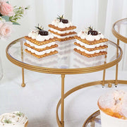 23" Round 3 Tier Metal Cake Dessert Stand with Acrylic Plates - Gold and Clear CHDLR_CAKE15_GOLD