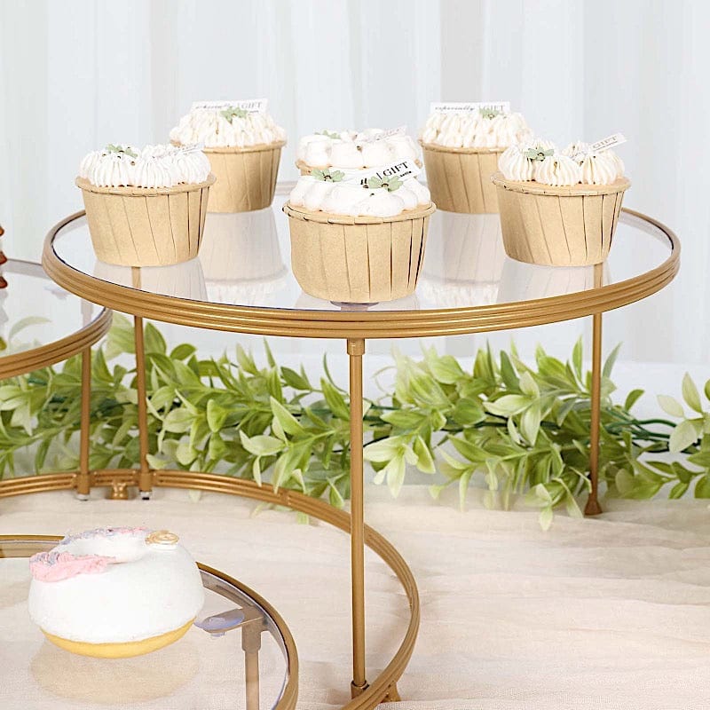 23" Round 3 Tier Metal Cake Dessert Stand with Acrylic Plates - Gold and Clear CHDLR_CAKE15_GOLD