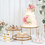 23" Round 3 Tier Metal Cake Dessert Stand with Acrylic Plates - Gold and Clear CHDLR_CAKE15_GOLD
