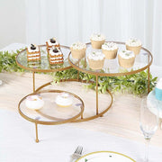 23" Round 3 Tier Metal Cake Dessert Stand with Acrylic Plates - Gold and Clear CHDLR_CAKE15_GOLD